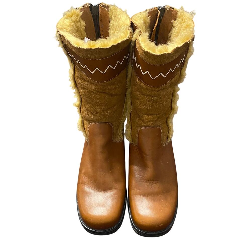 Josef Seibel Southwestern Boho Leather Suede Fur Lined Boots EU 39 US 8-8.5